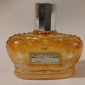 Vintage Prince Matchabelli Golden Autumn Fragrance 1oz EMPTY Carnival Glass
